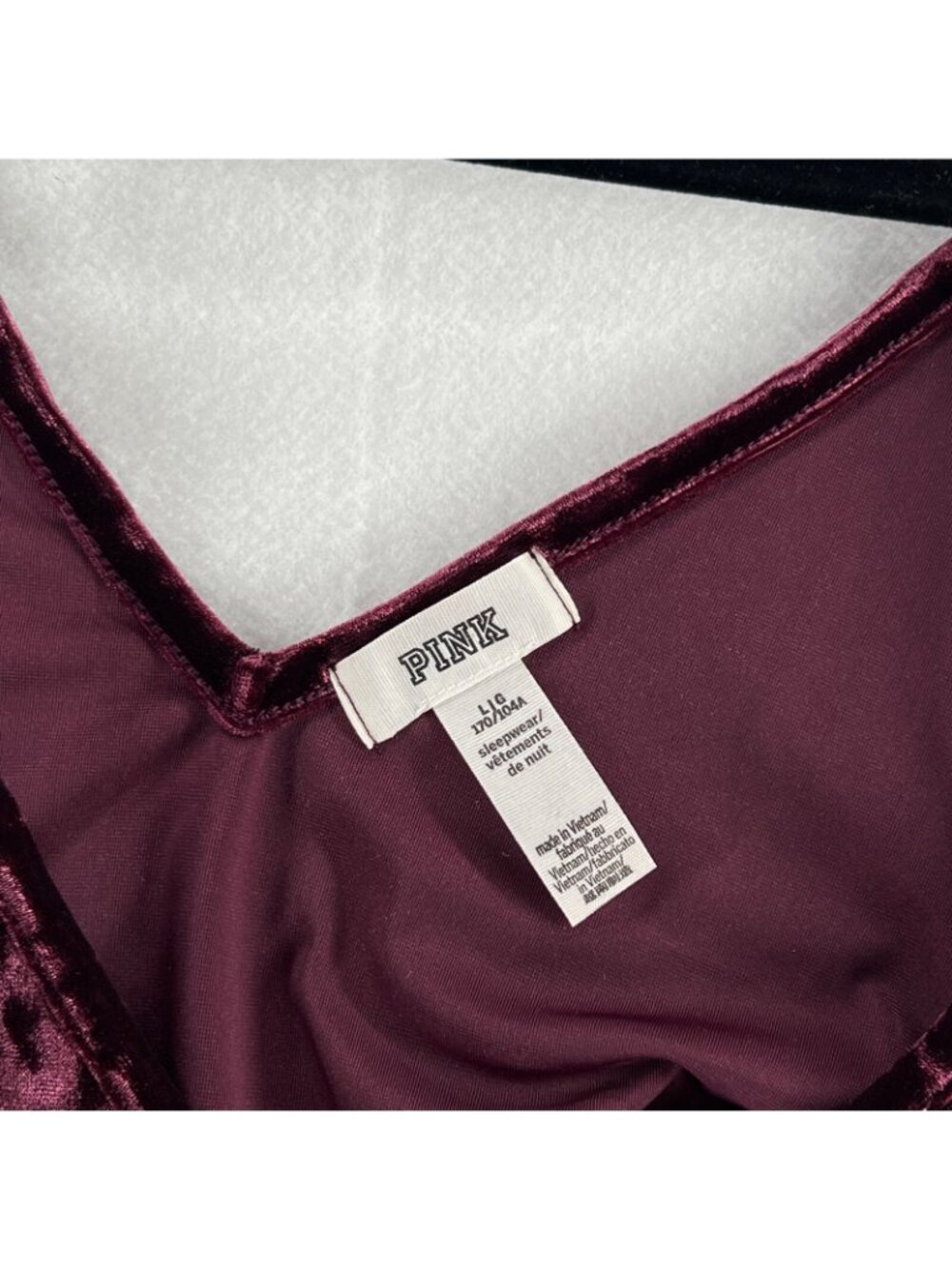 Victoria's Secret Pink Cami Tank Top Womens Size L Sleepwear Sleeveless Burgundy - Picture 8 of 10